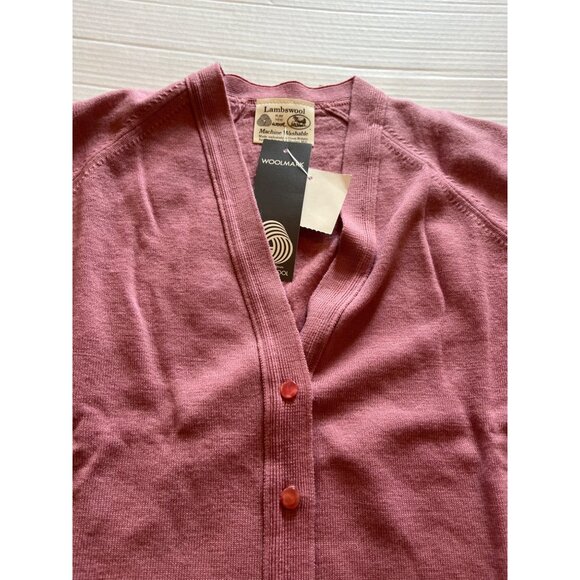 NWT-The Edinburgh Woollen Mill 100% lambswool Rose Pink Size L cardigan sweater - Picture 8 of 12